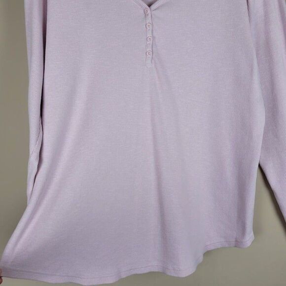 Duluth Trading Size XXL Makers Studio Cotton Rib Henley Long Sleeve Top Pink - Picture 4 of 12